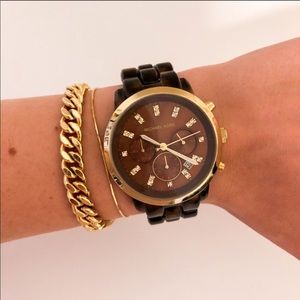 Michael Kors Authentic Tortoise Shell & Gold Watch